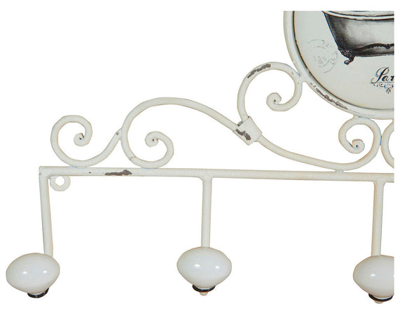 Biscottini Appendino muro Biscottini ferro battuto Le Bain bianco anticato 48x6x26 5