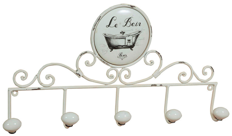 Biscottini Appendino muro Biscottini ferro battuto Le Bain bianco anticato 48x6x26 5