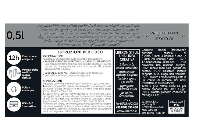 LIBERON - PITTURA IRIDESCENTE I NERI PROFONDI NUOVO NERO BLU BRILLANTE 500ML