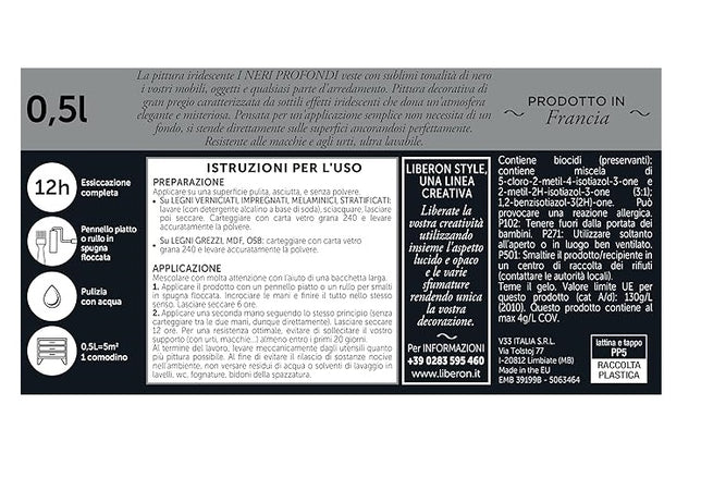 LIBERON - PITTURA IRIDESCENTE I NERI PROFONDI NUOVO NERO OPACO 500ML