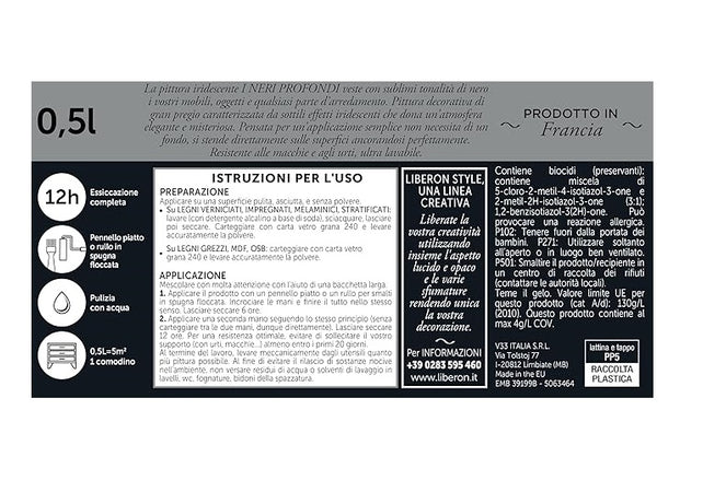 LIBERON - PITTURA IRIDESCENTE I NERI PROFONDI NUOVO NERO ROSSO BRILLANTE 500ML