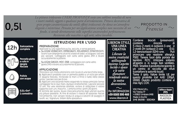 LIBERON - PITTURA IRIDESCENTE I NERI PROFONDI NUOVO NERO VIOLA BRILLANTE 500ML