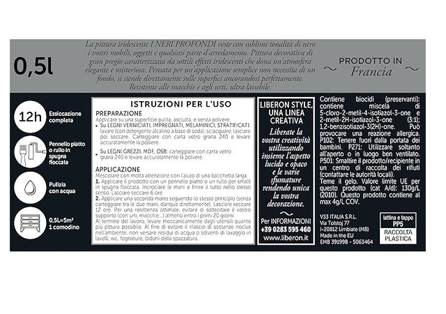 LIBERON - PITTURA IRIDESCENTE I NERI PROFONDI NUOVO NERO VERDE OPACO 500ML