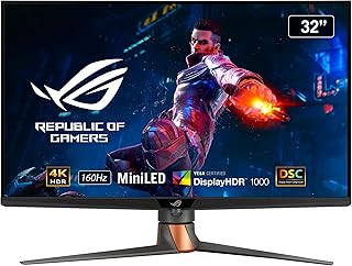 ASUS ROG Swift PG32UQXR, 32 Inch 4K UHD Gaming Monitor -,, 160 Hz, 1 ms GtG, Adaptive Sync, FreeSync, DisplayHDR 1000, Fast-IPS FALD, Quantum Dot, 16:9, 3840 x 2160, DP, HDMI 2.1, USB Hub, Black
