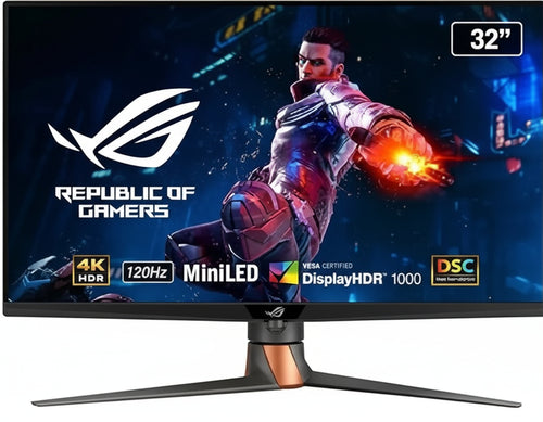 ASUS ROG Swift PG32UQXR, 32 Inch 4K UHD Gaming Monitor -,, 160 Hz, 1 ms GtG, Adaptive Sync, FreeSync, DisplayHDR 1000, Fast-IPS FALD, Quantum Dot, 16:9, 3840 x 2160, DP, HDMI 2.1, USB Hub, Black