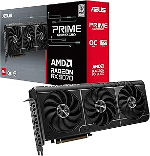 ASUS Prime Radeon RX 9070 OC Edition 16GB GDDR6 Gaming Graphics Card (AMD Radeon Radeon RX9070, PCIe 5.0, 1x HDMI 2.1b, 3X DisplayPort 2.1a, 2.5 Slot Design, PRIME-RX9070-O16G)