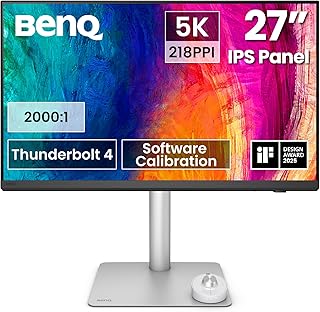 BenQ PD2730S 27 Inch 5K Monitor, 90W Thunderbolt 4, 218 PPI, 98% P3, 2000:1 Contrast, Nano Matte Panel, Daisy Chain, KVM, Height Adjustable, Mac Compatible, for 3D Artists, VFX Animators, Game