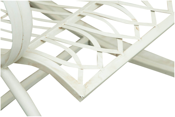 Biscottini Poltrona dondolo Biscottini in ferro battuto bianca anticata 127x64x90 - Arredo