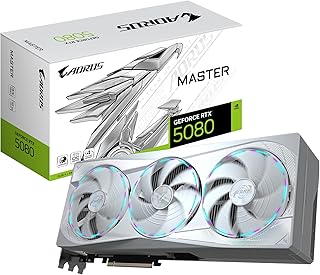 Gigabyte Aorus GeForce RTX 5080 Master Ice 16G Graphics Card - 16GB GDDR7, 256 Bit, PCI-E 5.0, 2805MHz Core Clock, 3 x DP 2.1a, 1 x HDMI 2.1b, NVIDIA DLSS 4, GV-N5080AORUSM ICE-16GD