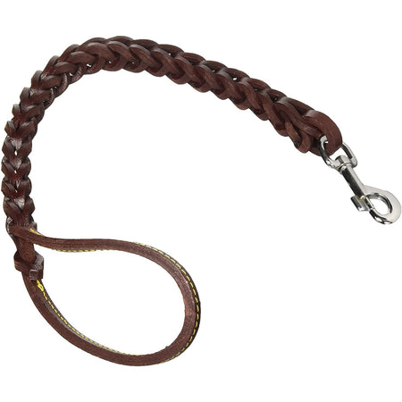 Guinzaglio per cane con Tripla treccia in Cuoio e moschettone 70 cm