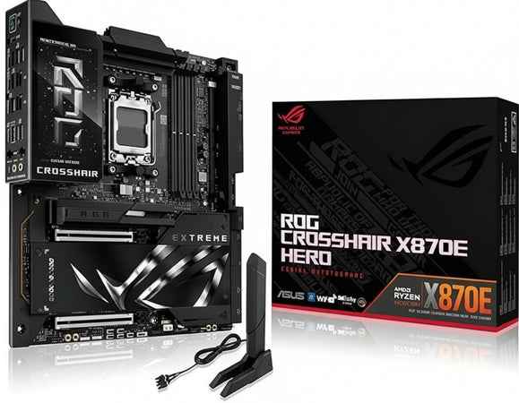 ASUS ROG Crosshair X870E Extreme Gaming Motherboard Socket AMD AM5 (Ryzen 9000, E-ATX, 3X PCIe 5.0, 2x PCIe 4.0, DDR 5 Memory, WiFi 7, AI Overclocking, PCIe Q Release, Aura Sync)