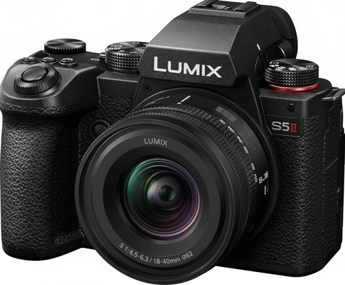 Panasonic DC-S5M2NE LUMIX DC-S5M2 Full Frame Mirrorless Camera Body, 4K 60P and 6K 30P Video Recording, Flip Screen, Wi-Fi, L-Mount, Phase Hybrid AF, Active is, with S-R1840E 18-40 mm S Lens, Black