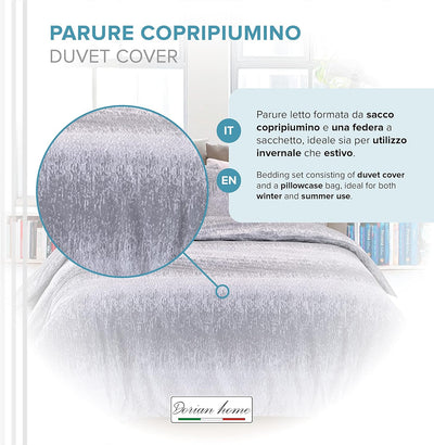 Dorian Home, Parure Copripiumino 1 Piazza e Mezza 200 x 210, Realizzato in 100% Morbido e Puro Cotone, Made in Italy, Fantasia Drops Grigio