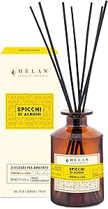 Helan Spicchi di Agrumi - Profumatore per Ambienti, Profumo Ambiente con Bastoncini per Diffusori dalle Note di Arancia Dolce - Idee Regalo Deodorante e Profumatori Ambiente, 200 ml - Made in Italy