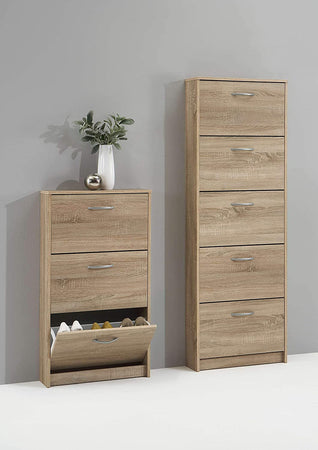 Scarpiera slim moderna in legno salva spazio, per arredamento interno "Made in Italy"