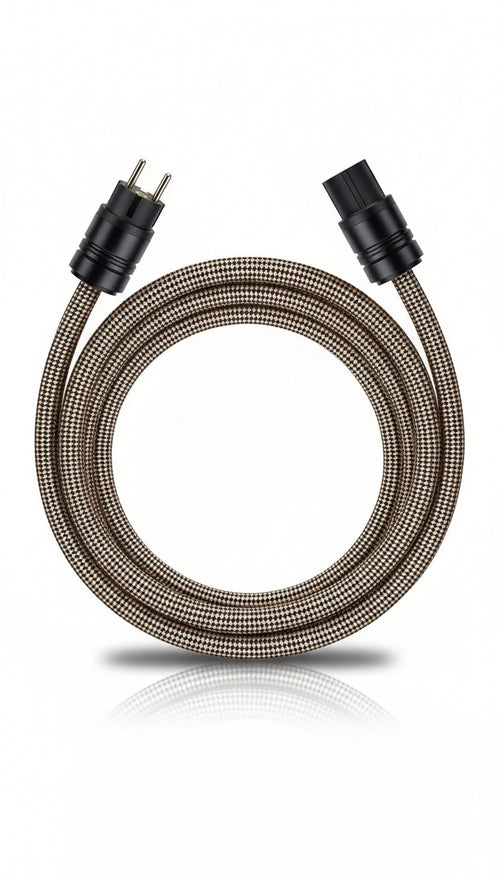 Oehlbach XXL Powercord - High End Power Cable - HPOCC Power Cable with 4 mm Inner Conductor Cross Section and 2-Way Shielding, VDE Tested - Plug Type C15 (Schuko) to CEE7/7-5 m, Sepia Brown