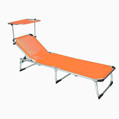 Lettino prendisole Super in alluminio pieghevole con tettuccio da mare e giardino