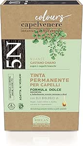 Helan, Capelvenere Colours, Tinta per Capelli Naturale Permanente Formula Dolce 5N Castano Chiaro, Colore Capelli Kit Facile Uso Inodore Ottima Copertura, Tinta Capelli senza Ammoniaca e Alcool