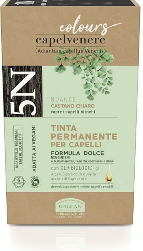 Helan, Capelvenere Colours, Tinta per Capelli Naturale Permanente Formula Dolce 5N Castano Chiaro, Colore Capelli Kit Facile Uso Inodore Ottima Copertura, Tinta Capelli senza Ammoniaca e Alcool
