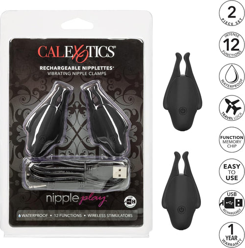 Pinzette per capezzoli vibranti 12 funzioni wireless USB Splashproof