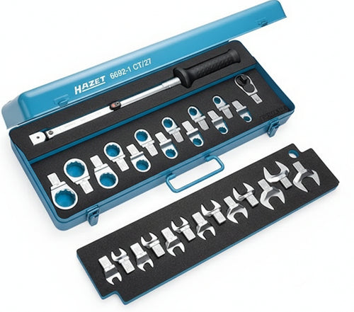 Hazet 6292-1CT/28 Chiavi dinamometriche con assortimento di Teste Ass. A 2843/7 con 28 Utensili, Multicolore