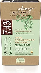 Helan, Capelvenere Colours, Tinta per Capelli Naturale Permanente Formula Dolce 7.43N Biondo Rame Dorato, Colore Capelli Kit Facile Inodore con Ottima Copertura, Tinta Capelli senza Ammoniaca e Alcool