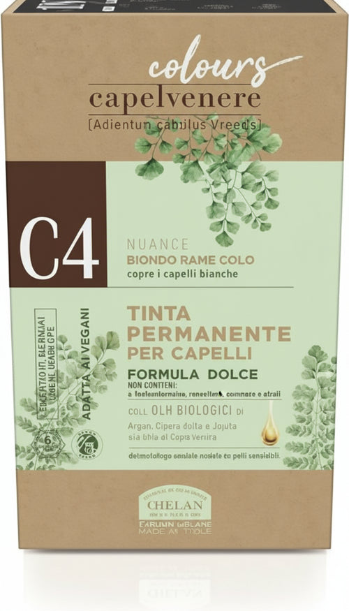 Helan, Capelvenere Colours, Tinta per Capelli Naturale Permanente Formula Dolce 7.43N Biondo Rame Dorato, Colore Capelli Kit Facile Inodore con Ottima Copertura, Tinta Capelli senza Ammoniaca e Alcool