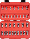 TEKTON SHD99301 1/4, 3/8 Inch Drive Hexagonal Universal Joint Socket Set with Case, 33-Piece (1/4-3/4-Inch, 6-19 mm)