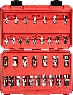 TEKTON SHD99301 1/4, 3/8 Inch Drive Hexagonal Universal Joint Socket Set with Case, 33-Piece (1/4-3/4-Inch, 6-19 mm)