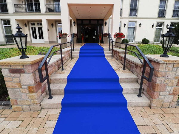 Passatoia per eventi Blu, moquette antiscivolo da 520 gr il mtq, zerbino da esterno