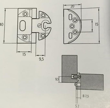 Coppia di cerniere per porte in battuta scodellino diam. 40 complete di premontaggio