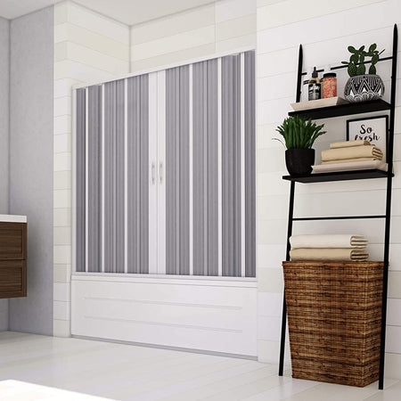 Box sopra vasca a nicchia "Flex" con fascia larga apertura centrale a soffietto riducibile "Made in Italy"