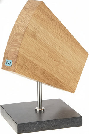 Kai Europe DM-0794SB - Blocco Magnetico per coltelli Shun, Struttura Girevole in Legno di Quercia e Base in Ardesia