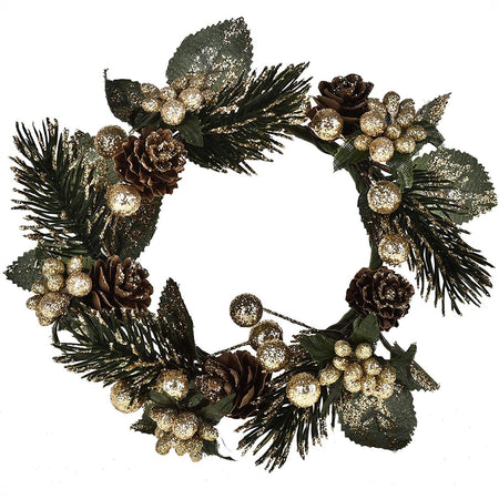 Ghirlanda tonda corona dietro porta con pigne e bacche Ø 12 cm