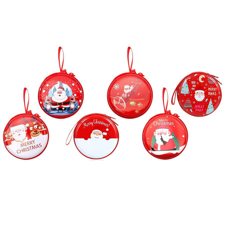 Cofanetto in latta con cerniera con simboli natalizi da appendere