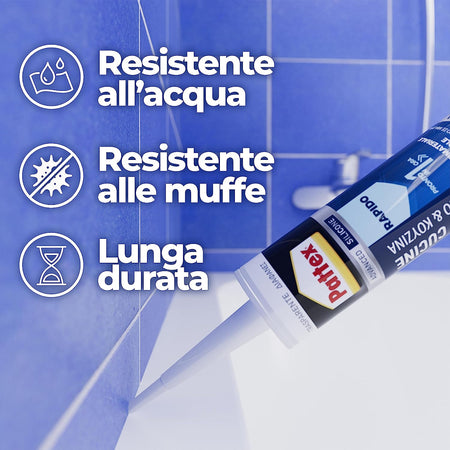 Silicone a rapida polimerizzazione ideale per bagni 300 ml trasparente