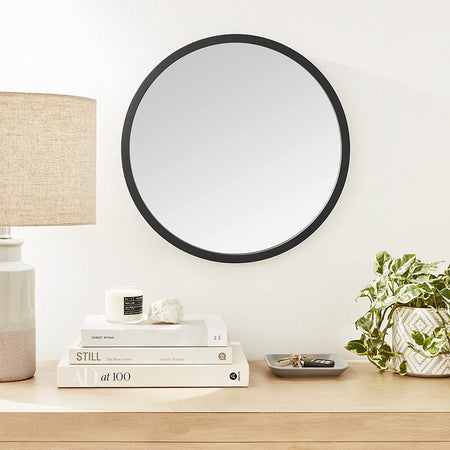 Specchio tondo da parete in legno Nero per ambienti moderni