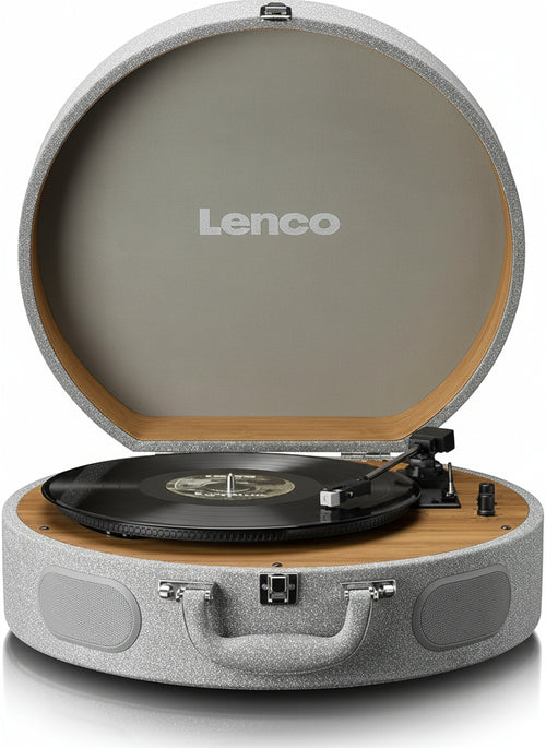 Lenco LS-66 Turntable - Bluetooth Reception & Transmission, 2 Integrated Speakers, AT3600 Magnetic Pickup, Belt Drive, Auto Stop, 33/45 RPM, RCA Connection, Wooden Housing - Grey