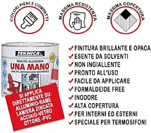 TEKNICA - UNAMANO SMALTO ALL'ACQUA VERDE LUCIDO 500ML