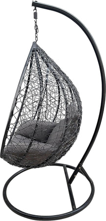 Poltrona a dondolo sospesa "Amirantes" per giardino e veranda in rattan con cuscino