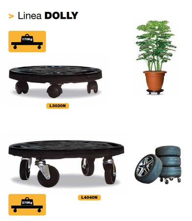Sottovaso circolare a carrello con ruote bidirezionali in Resina "Made in Italy"
