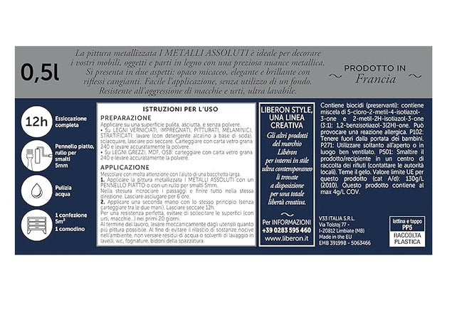 LIBERON - PITTURA METALLIZZATA I METALLI ASSOLUTI STAGNO OPACO 500ML
