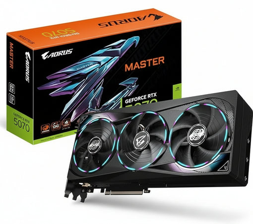 Gigabyte Aorus GeForce RTX 5070 Master 12G Graphics Card - 12GB GDDR7, 192 Bit, PCI-E 5.0, 2715 MHz Core Clock, 3 x DP 2.1a, 1 x HDMI 2.1b, NVIDIA DLSS 4, GV-N5070AORUS M-12GD