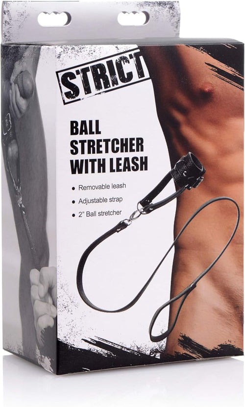 Collare e guinzaglio per testicoli bondage nero ecopelle per tirare BDSM fetish