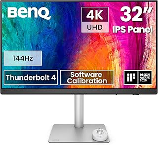 BenQ PD3226G 32 4K UHD 3840x2160 144Hz Monitor for Designer, IPS, 95% P3, 100% sRGB, 90W Thunderbolt 4, Software Calibration, KVM, Daisy Chain, Non-Reflective Nano Matte Panel, Height Adjustable