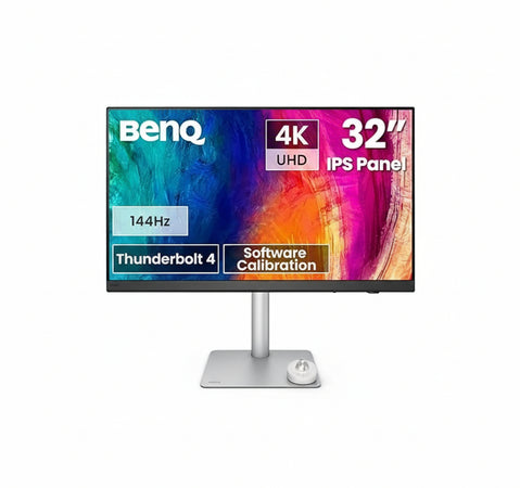 BenQ PD3226G 32" 4K UHD 3840x2160 144Hz Monitor for Designer, IPS, 95% P3, 100% sRGB, 90W Thunderbolt 4, Software Calibration, KVM, Daisy Chain, Non-Reflective Nano Matte Panel, Height Adjustable