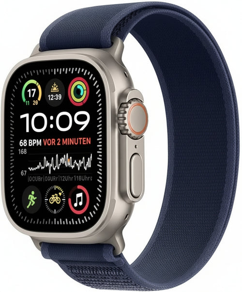 Apple Watch Ultra 2 (GPS + Cellular 49mm) Smartwatch, Sport Watch with Titanium Case in Nature and Trail Loop in Blue (M/L) Fitness Tracker, Precise GPS, Extra Long Battery Life