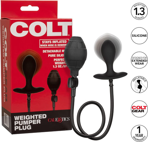 Plug anale gonfiabile pesante Colt silicone nero rimane gonfio anche senza tubo