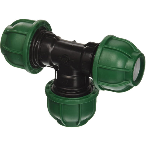 Raccordo a T a 90° in polipropilene a compressione per irrigazione e giardinaggio PN 10 Bar