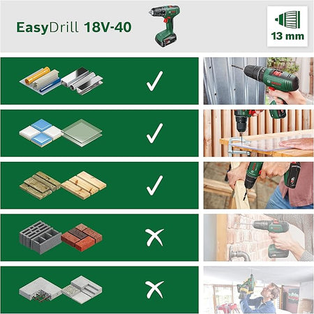 BOSCH - TRAPANO AVVITATORE EASYDRILL 18V-40